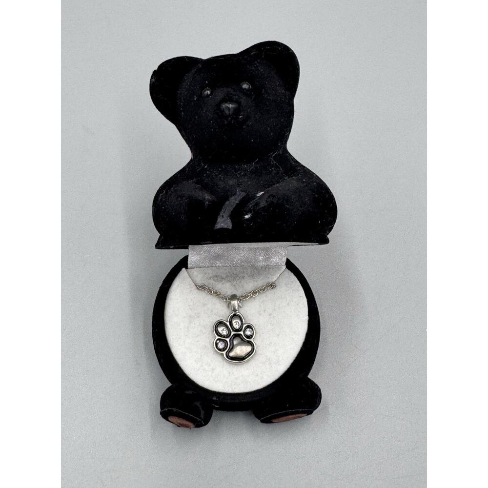 Bear Paw Pendant On Necklace W/ Box Case READ DETAILS